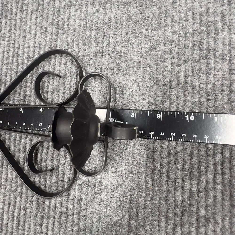 Vintage MCM Spanish Gothic‎ Wall Hanging Black Wrought Iron Candle Holder Set
